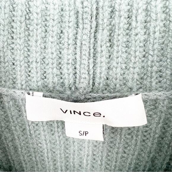 Vince Shaker Rib Mock Neck Wool Blend Sweater S Green - Picture 5 of 6